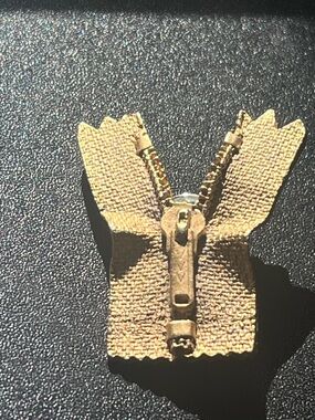 Vintage Brass Zipper Novelty Lapel Pin